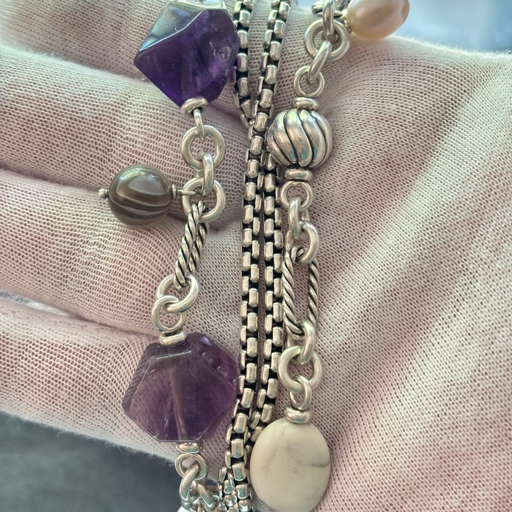 David Yurman Multi-Strand Bijoux Bracelet with Gemstones-Small - Picture 7 of 8